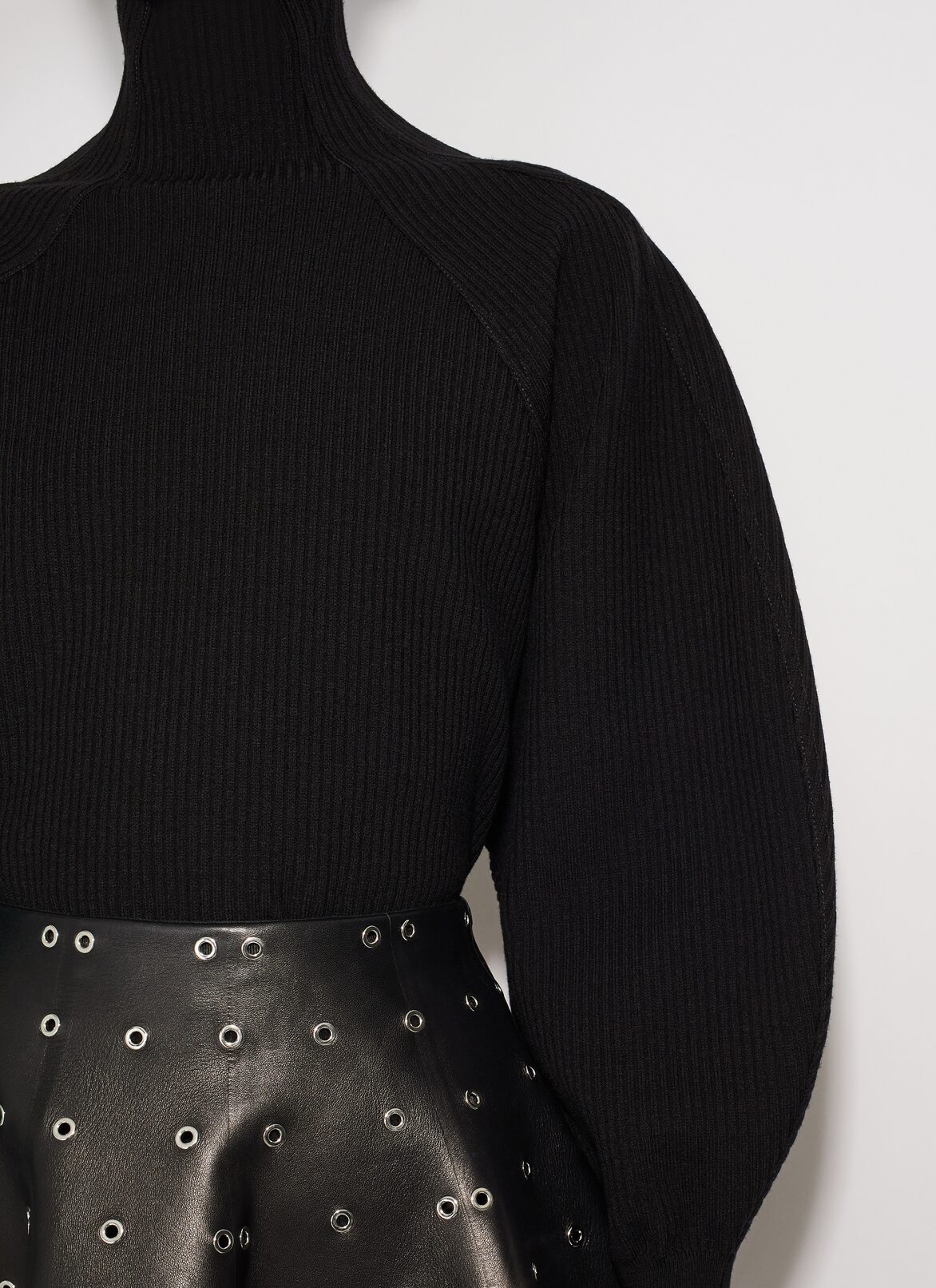 Wool rib high neck jumper ALAÏA BLACK WOOL RIB HIGH NECK JUMPER